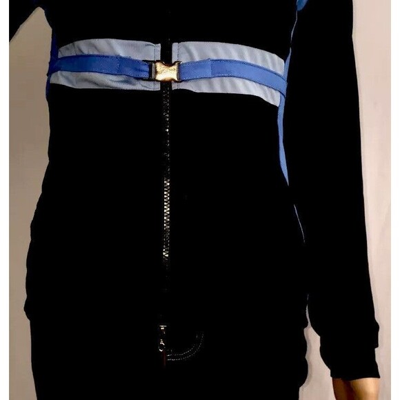 Paco Jeans Athletic Jacket Small Navy Blue Striped Zipper Front Casual Style - Picture 8 of 12